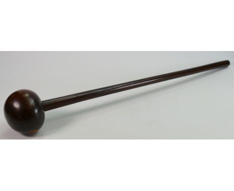 African Zulu hardwood Knobkerrie walking stick: length 72cm.