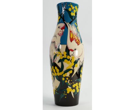 A Moorcroft pottery large vase c.2014: By Vicky Lovatt, tube line decorated with the Major Mitchell Cockatoo design, limited 