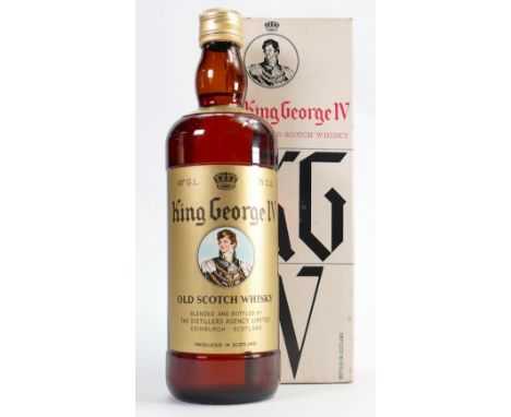 King George IV Old Scotch Whisky: Vintage bottle of blended Scotch whisky in original box.