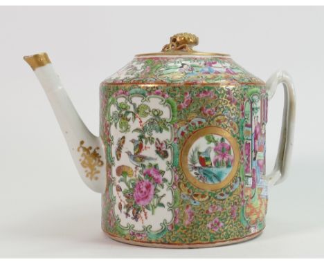 19th century Cantonese porcelain teapot: Height 17cm.