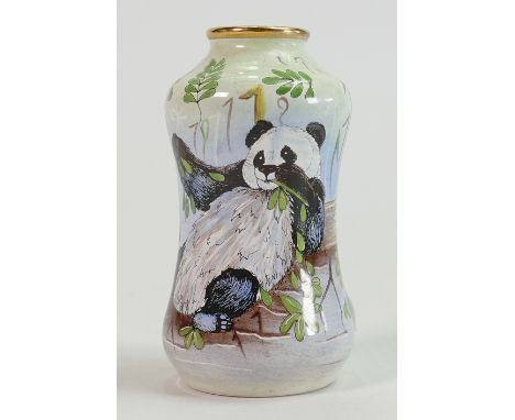 Moorcroft enamel vase with Panda design: Height 8.5cm.