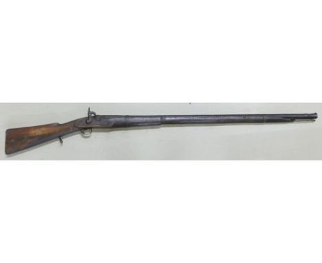 Colonial Military Percussion Musket: With patch box and chiselled barrel. Circa 1860. 