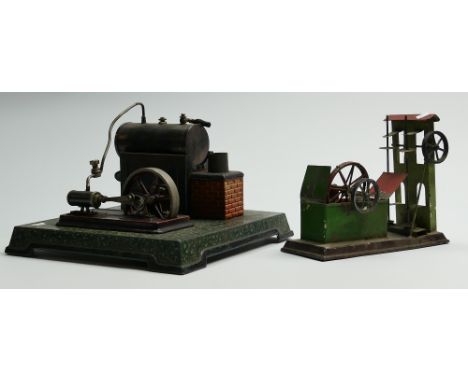 Bing Stationary Live steam engine: together with non matching hammer press