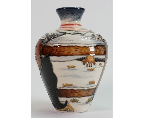 Moorcroft Who Goes There vase: Number 516 of a limited edition and signed by designer Anji Davenport. Height 17.5cm. 