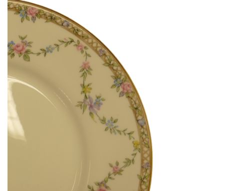 Queens tea and dinner service in the Garland Rose design: Comprising various size plates, bowls, cups, saucers etc. (2 trays,