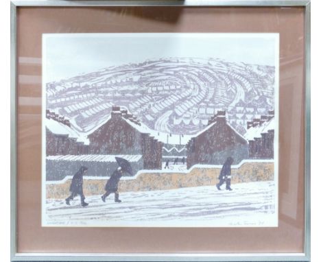 Martin William Turner linocut print Winterscape I: (1940 - 2006) Artist proof signed & dated '99. Measures 51cm x 66cm exclud