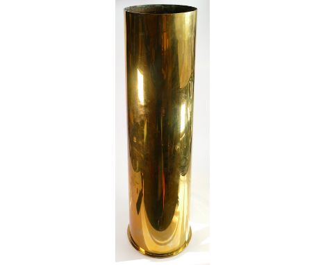 First World War large brass trench art shell case: Marked Patron Enfabrik Karlsruhe 1913, h83 x d23cm.