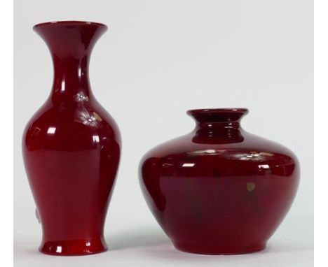 Bernard Moore small Flambe vase together with a Howsons small Flambe vase: Tallest height 12.5cm. (2)