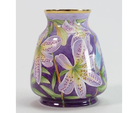 Moorcroft enamel vase with Himalayan Honeysuckle design dated 2004: Height 6.5cm.