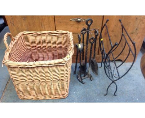 Log Basket and Fire Tools 