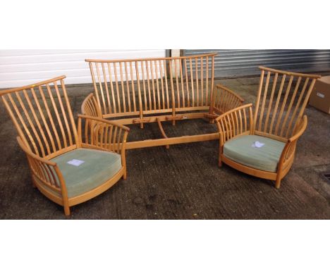 Ercol Three Piece Suite - Cushions Absent 