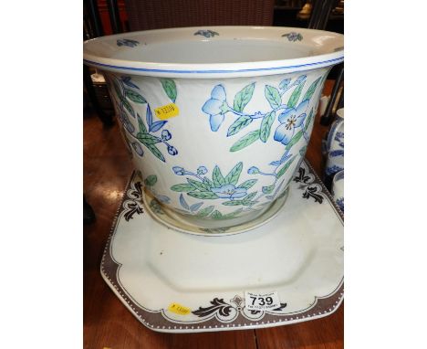 Large Ceramic Planter and Meat Plate 