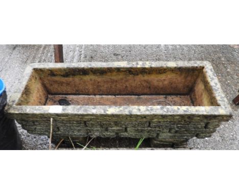 Concrete Oblong Planter on Stand - Brick Form 