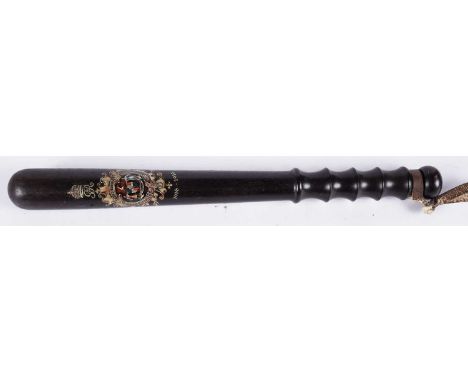 A George V Constabulary truncheon, decorated with a GRV cypher under crown, above crest inscribed 'Birmingham Special Constab