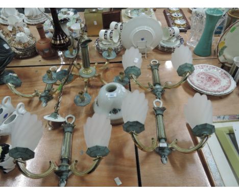 A set of wall mounted and matching ceiling light with Romanesque design