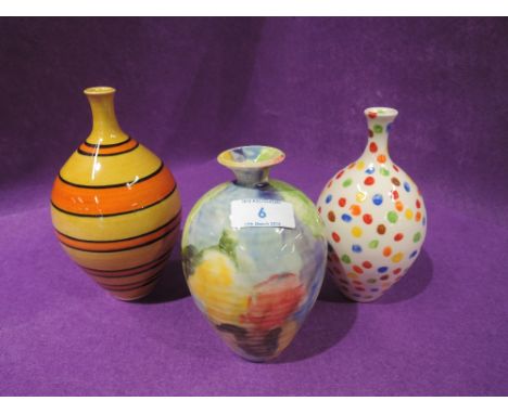 A selection of modernist ceramic vases in a studio pottery style
