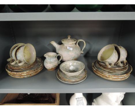 A studio pottery tea service by a Middleton Stoney pottery