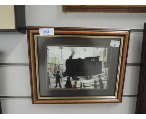 A vintage print in a Lowry style depicting LNER steam engine 