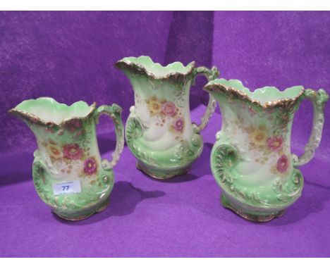 A set of three vintage ceramic jugs unmarked