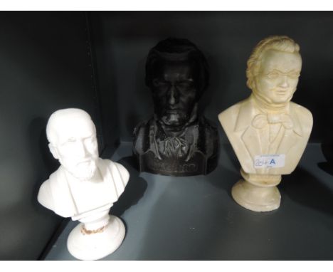Three ceramic busts, Shubert, Wagner and Ibbocrate AF