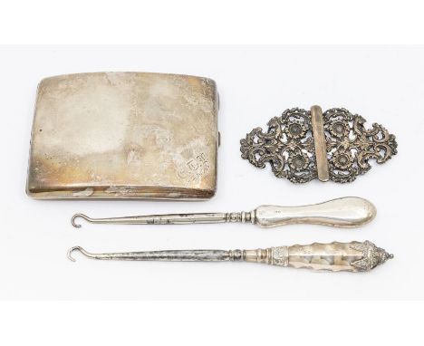 A late Victorian silver nurse's belt clasp, chased and pierced with flowers, hallmarked by Hilliard &amp; Thomason, Birmingha