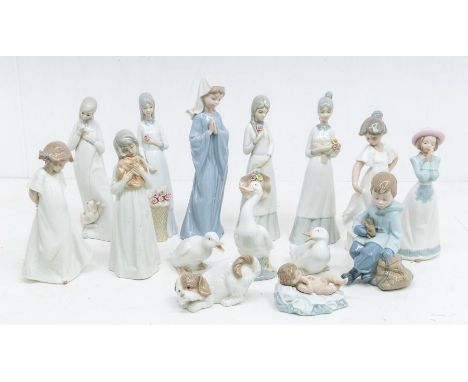 Collection of Nao and other Spanish porcelain figures