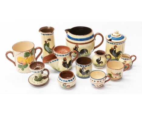 Large collection of Torquay&nbsp; wares, ie jugs, cups, mugs, candle holders, pots and others