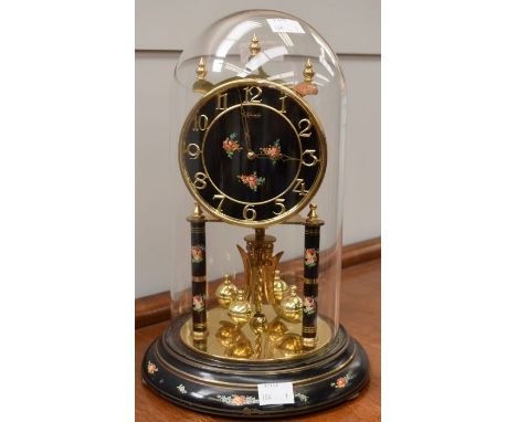 Mid 20th century Kundo anniversary clock in a glass dome
