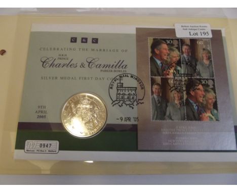Silver medal First Day Cover H.R.C Prince Charles and Camilla Parker-Bowles Royal Wedding Cover Collection