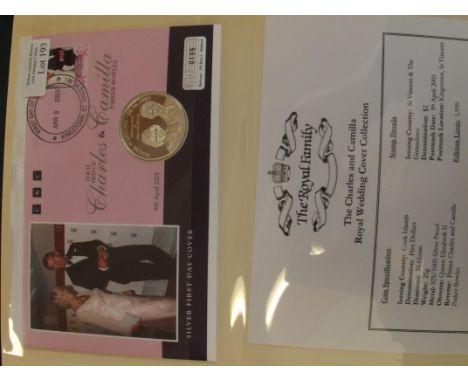 Silver five dollars First Day Cover H.R.C Prince Charles and Camilla Parker-Bowles Royal Wedding Cover Collection