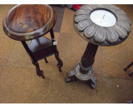 Wooden candle stick together with a wine table 