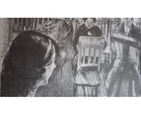 PERCY DRAKE BROOKSHAW (1907 - 1993)  'Drawing Life Class' print on paper, signed bottom left 26cm x 39cm, together with anoth