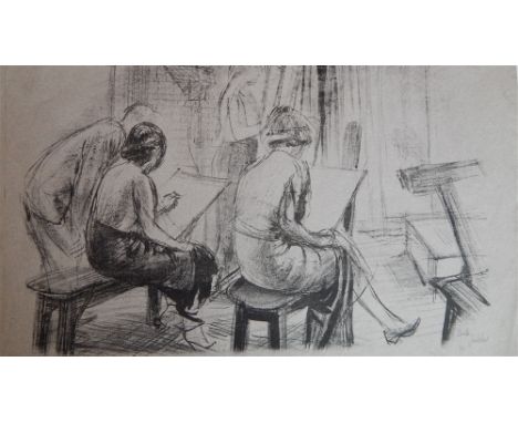 PERCY DRAKE BROOKSHAW (1907 - 1993)  'Drawing Life Class' print on paper, signed and dated in pencil bottom right '36' (1936)