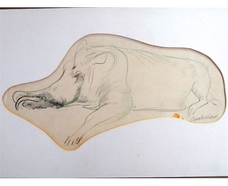 PERCY DRAKE BROOKSHAW (BRITISH, 1907 - 1993)  'African Wild Boer' lithograph, signed in pencil bottom right 27cm x 49cm, moun
