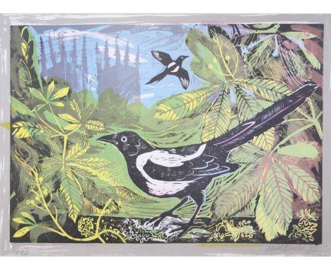 § Mark Hearld (b.1974) - Magpie and Minster (2011), limited edition lithograph printed in colours for 'The Curwen Press', sig