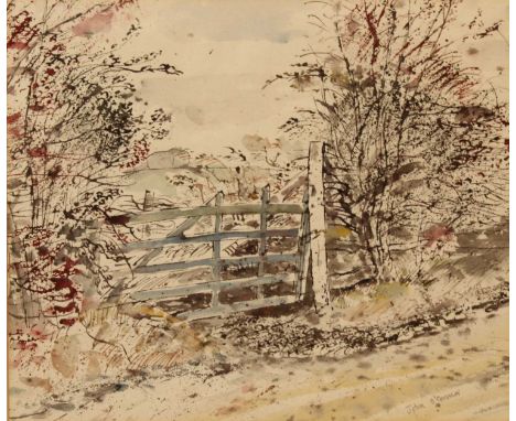 John O'Connor (1913-2004) - Five bar gate, watercolour, signed in pencil lower right, 27.5 x 32.5cm