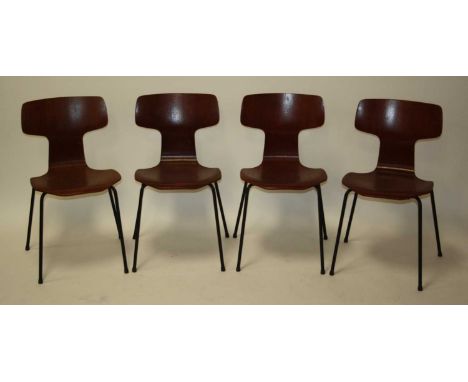 Arne Jacobsen (1902-1971) for Fritz Hansen - a set of four 'Model 3103' hammer chairs, originally designed 1955, of layered c