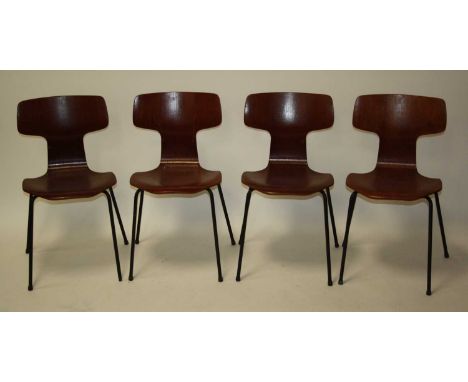 Arne Jacobsen (1902-1971) for Fritz Hansen - a set of four 'Model 3103' hammer chairs, originally designed 1955, of layered c