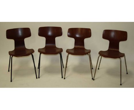 Arne Jacobsen (1902-1971) for Fritz Hansen - a set of four 'Model 3103' hammer chairs, originally designed 1955, of layered c