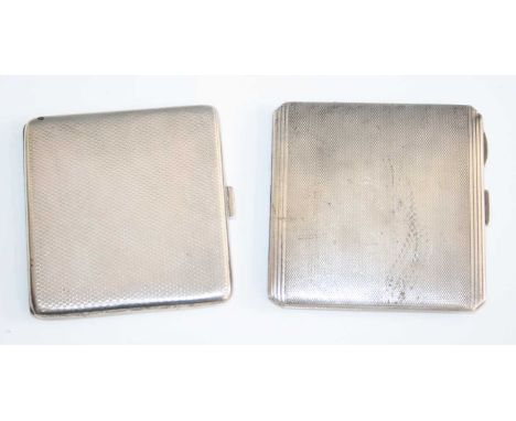 An Art Deco silver engine turned pocket cigarette case, having rounded corners, gilt-washed interior, maker Thomas William La