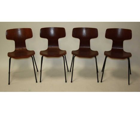 Arne Jacobsen (1902-1971) for Fritz Hansen - a set of four 'Model 3103' hammer chairs, originally designed 1955, of layered c