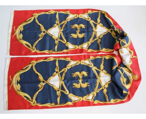 Juliette Abadie for Hermès of Paris - a vintage silk scarf, decorated with couronnes, printed mark for 'Hermes-Paris' to one 