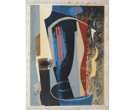 § John Piper (1903-1992) - Abstract composition (1936), lithograph printed in colours, dry-mounted to card backing, bears ver