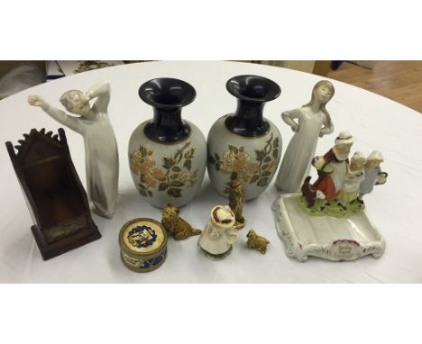 A quantity of ceramics to inc Lladro, Wade, Royal Doulton etc