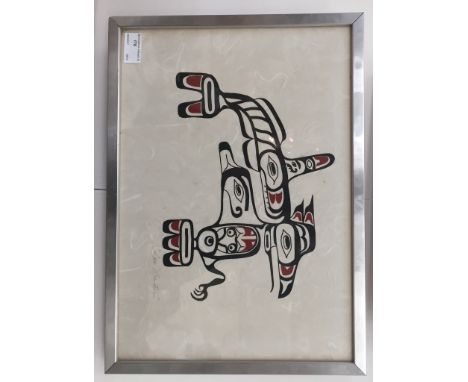 Circle of Jessie Oonark (Canadian Inuit, 1906-1985): 'Sea Monster', stonecut print, titled in pencil