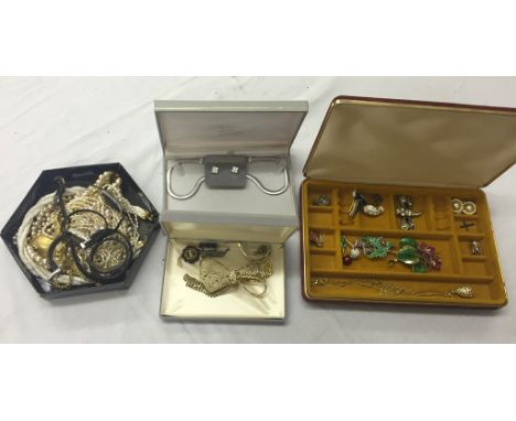 A quantity of dress jewellery to inc Christian Dior, Napier, two gold clasped pearl necklaces and watches to inc Gucci