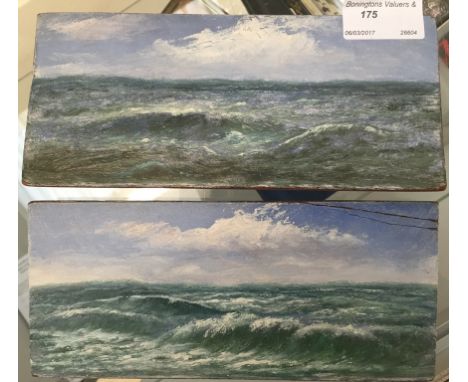 Follower of John Constable, R.A. (1776-1837):A pair of oils on panel depicting seascape studies, unframed (A/F)