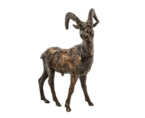 ARENTZ, KURT (1934-2014), Steinbock, 1984, Bronze patiniert, naturalistische Darstellung eines stehenden Steinbocks, seitlich