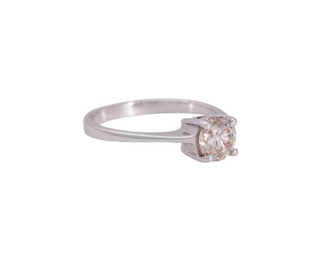 Solitärring mit Brillant von ca. 0,9 ct, ca. LIGHT BROWN/P2, WG 18K, 3,1 g, RW: 55, 21. Jh., sehr guter Erhalt.  | Solitaire 