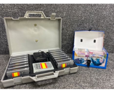 Spanish language tapes with recorder, and music box classical tapes